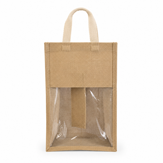Sac porte-bouteilles en toile de jute (2 bouteilles)