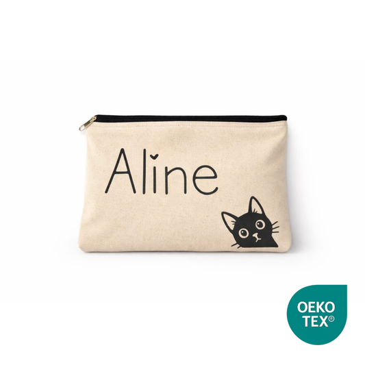 Trousse Beige en coton canvas avec prénom