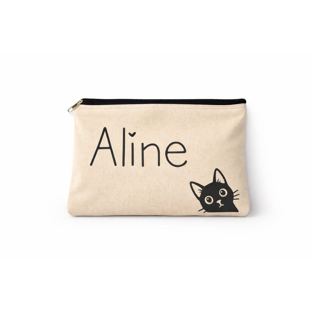 Trousse Beige en coton canvas avec prénom